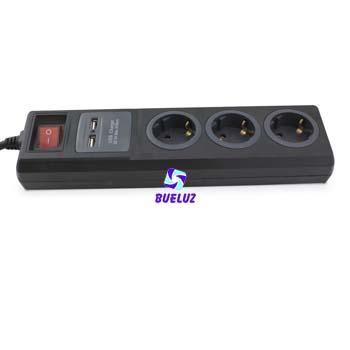 Base multiple 3-T T/T-L+ 2 USB C/Interruptor 1,5mts