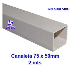 Canaleta PVCsin adhesivo 75 x 50mm (2mts) Blanco