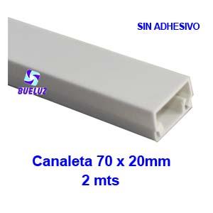 Canaleta PVCsin adhesivo 70 x 20mm (2mts) Blanco
